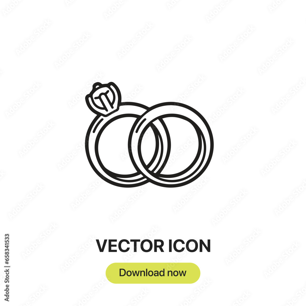 Poster wedding rings icon vector. linear-style sign for mobile concept and web design. wedding rings symbol