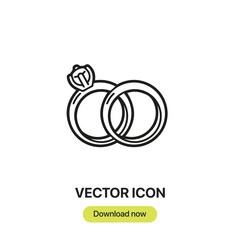 Wedding Rings icon vector. Linear-style sign for mobile concept and web design. Wedding Rings symbol illustration. Pixel vector graphics - Vector.