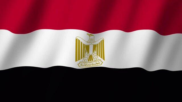Egypt Flag. National 3d Egypt flag waving. Flag of Egypt footage video waving in wind. 4K Animation
