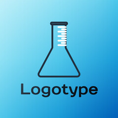 Line Oil petrol test tube icon isolated on blue background. Colorful outline concept. Vector Illustration © Vadim