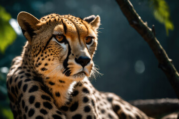 Beautiful cheetah in the jungle. Wildlife scene from nature. AI Generated.