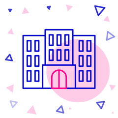 Line Hotel building icon isolated on white background. Colorful outline concept. Vector