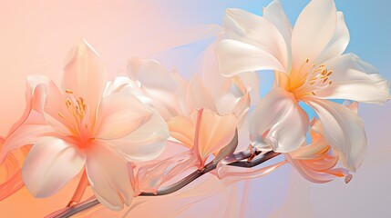  a bunch of white flowers on a pink and blue background.  generative ai