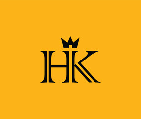 HK letter logo icon with crown