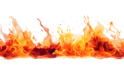 yellow flames isolated on white background