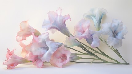  a bunch of pink and blue flowers on a white background.  generative ai
