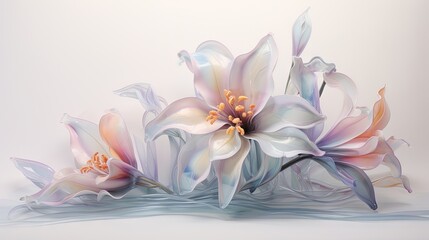  a painting of a flower on a white background with water.  generative ai