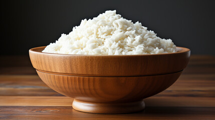 A bowl of fluffy white rice steaming UHD wallpaper Stock Photographic Image - obrazy, fototapety, plakaty
