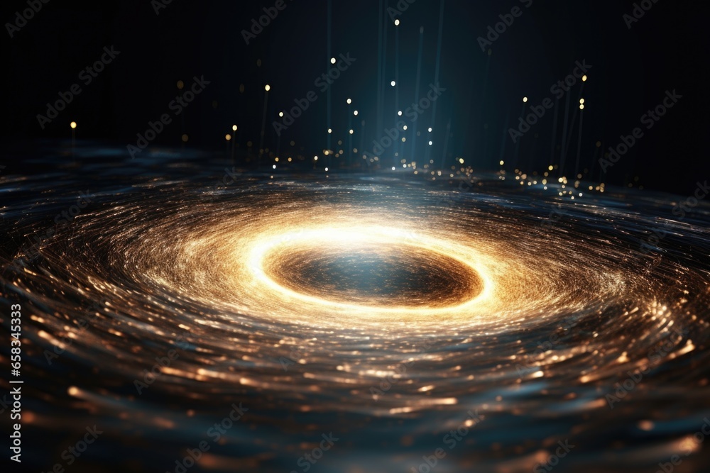 Poster a picture showcasing a black hole located in the center of a galaxy. this image can be used to illus