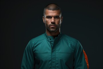Fototapeta premium A picture of a man with a bald head wearing a green jacket. This image can be used to represent a variety of concepts and themes.