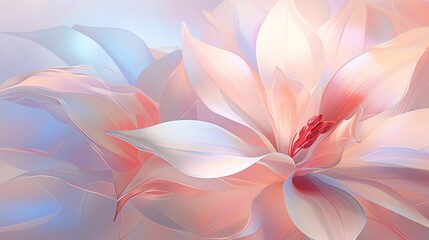  a large pink flower with white petals on a blue background.  generative ai
