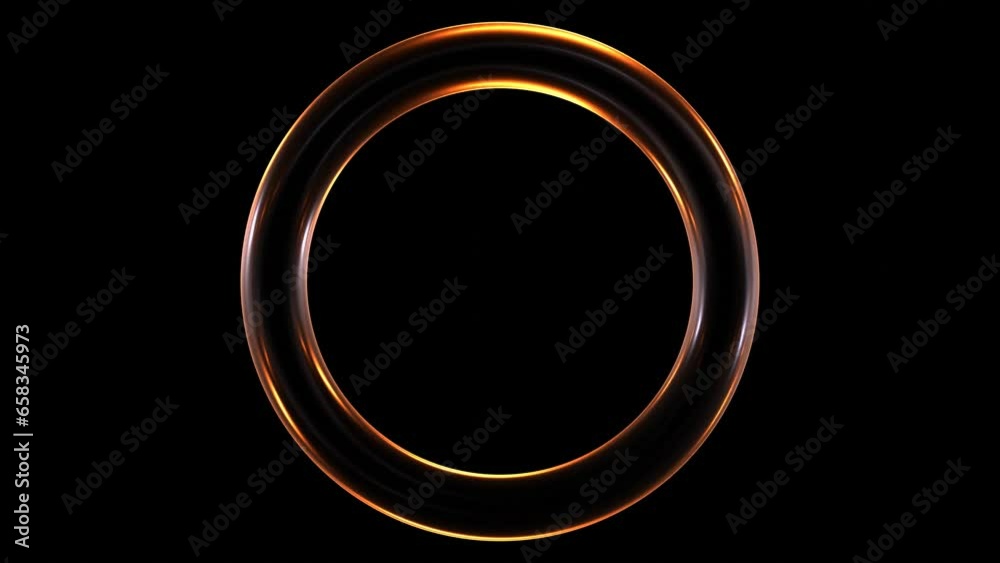 Poster animation of glowing round frame isolated on black background in 3d rendering.