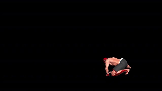 Martial Arts Fighter - Training Combo 2 -  Realistic 3D animation isolated on transparent background with alpha channel