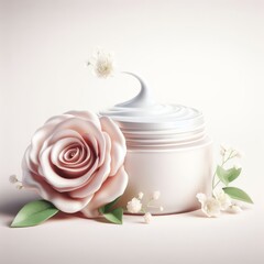Fototapeta na wymiar Face cream moisturizer, glass jar on, skincare and cosmetic, beauty product
