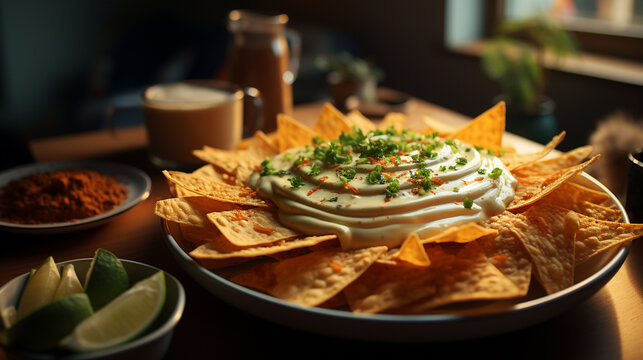 A bowl of zesty taco dip featuring layer UHD wallpaper Stock Photographic Image
