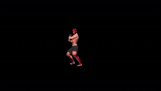 Martial Arts Fighter - Kanku Training -  Realistic 3D animation isolated on transparent background with alpha channel