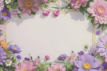 pink flowers frame
