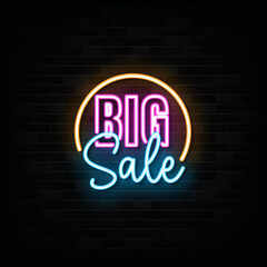 Obraz premium Big Sale Neon Signs Style Text Vector