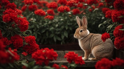 easter bunny and flowers