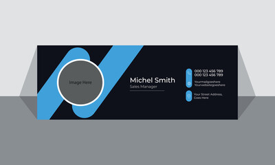 Modern and minimalist email signature or email footer template, Business email signature with an author photo place modern and minimal layout.