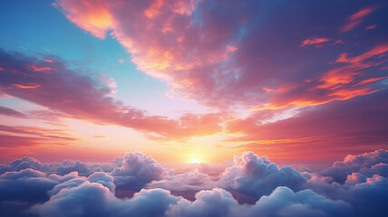 colorful sunset in the field with clouds