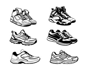 Silhouette Basketball Shoes Vector Illustrations Collection