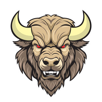 buffalo head mascot vector art illustration design