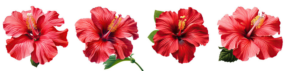 Hibiscus  Flower Hyperrealistic Highly Detailed Isolated On Transparent Background PNG File - obrazy, fototapety, plakaty