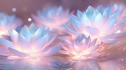  a group of water lilies floating on top of a body of water.  generative ai - obrazy, fototapety, plakaty