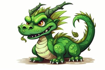 Obraz premium Cute Green Wood dragon, symbol of 2024 Chinese New Year