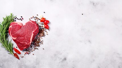  a piece of meat with spices and herbs on a white background.  generative ai