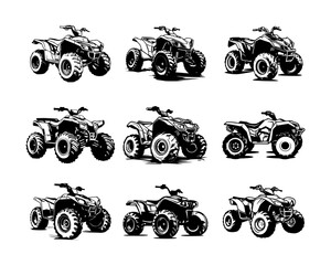 Silhouette ATV Vector Illustrations Collection