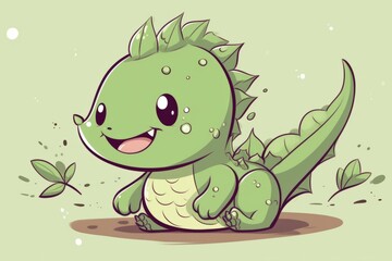 Cute Green Wood dragon, symbol of 2024 Chinese New Year