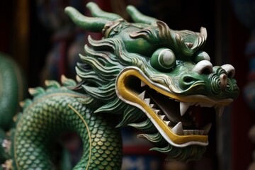 Fototapeta premium Green Wood dragon, symbol of 2024 Chinese New Year