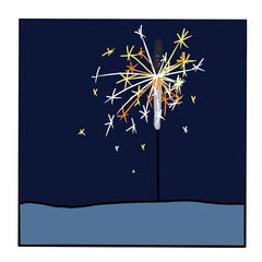 Burning sparkler, planted in the snowy ground