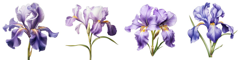 Japanese Iris  Flower Hyperrealistic Highly Detailed Isolated On Transparent Background PNG File