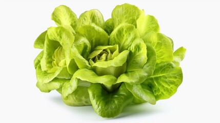 green lettuce on white background.Generative AI