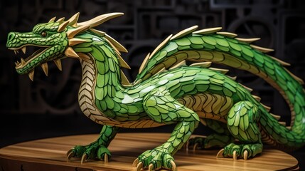 Fototapeta premium Green Wood dragon, symbol of 2024 Chinese New Year