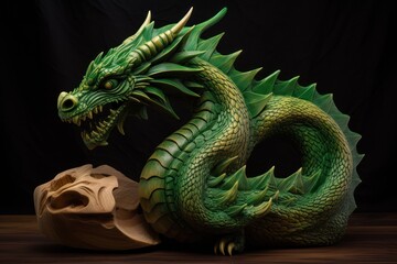 Obraz premium Green Wood dragon, symbol of 2024 Chinese New Year