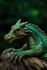 Fototapeta premium Green Wood dragon, symbol of 2024 Chinese New Year