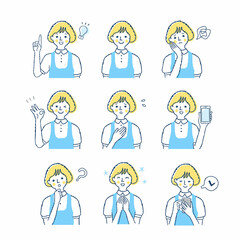 女性の表情　バリエーションセット