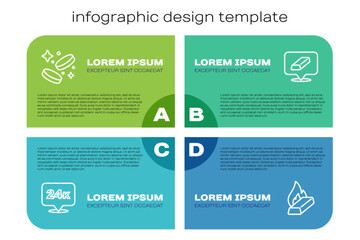 Set line Gold bars 24k, coin money, Molten gold being poured and . Business infographic template. Vector