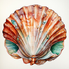 watercolor seashell clipart, generative ai