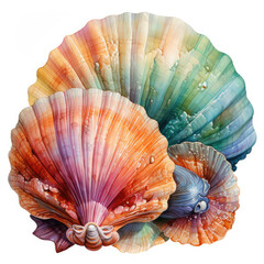 watercolor seashell clipart, generative ai - obrazy, fototapety, plakaty