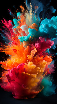 Color Powder Exxplosion. Colorfull Splash Background. Generative AI.