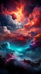 Abstract Sunset Space with Colorful Clouds Background Illustration. Generative AI. 