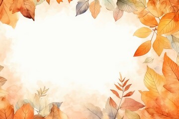 Autumn Watercolor Background With Space For Text, Adding Touch Of Seasonal Charm. Сoncept Watercolor Painting, Autumn Background, Text Space, Seasonal Charm