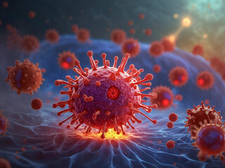 Microscopic World of Abstract Coronavirus virus Background