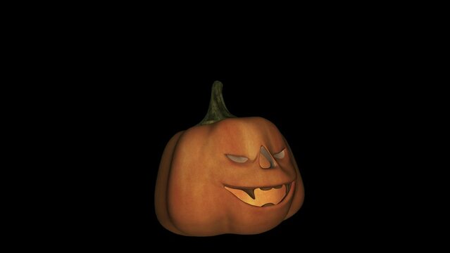 Pumpkin Jack Head - Funny Dancing Loop - Alpha Channel - 3D animation
