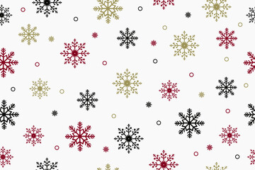 Beautiful Christmas seamless pattern with beautiful multi-colored snowflakes on a white background. Modern Christmas background.